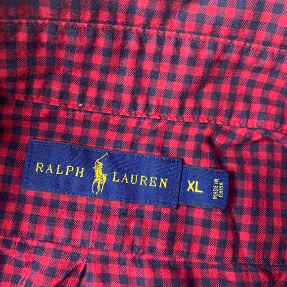 Ralph Lauren Mens Shirt Size XL Red/Blue Gingham Button Down Long Sleeves - Picture 8 of 12